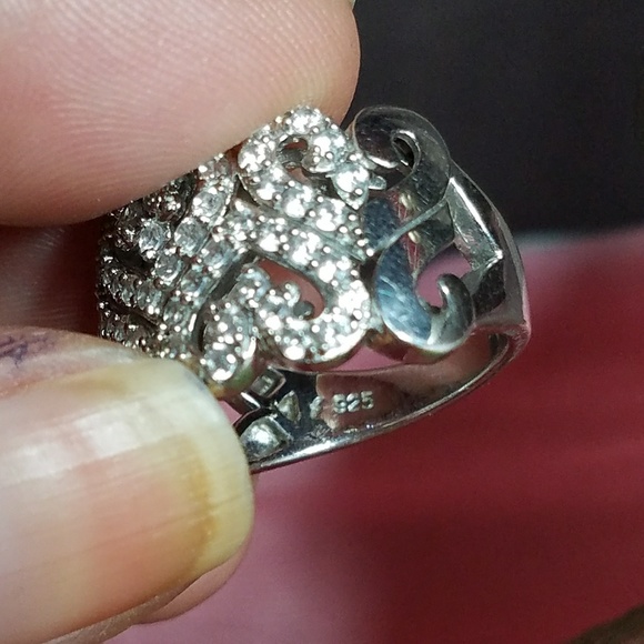 Sterling Silver CZ heart Band - Picture 2 of 2